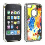 Wholesale iPhone 4 4S  Butterfly Crystal Diamond Chrome Case (Rainbow)